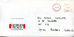 Delcampe - EMA Sur Enveloppe Entete Georges Picaud Fil A Tricoter,Bd Haussmann,Paris,lettre Obliterée Paris,rue Vignon 8.6.84 - Textil
