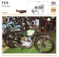 Delcampe - P & M (Phelon & Moore) 250cm Panthette   - 1928   -  Fiche Technique Moto (Grande-Bretagne) - Autres & Non Classés