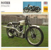 Delcampe - Panther 250cm Stroud Trials Mk I   - 1950   -  Fiche Technique Moto (Grande-Bretagne) - Autres & Non Classés