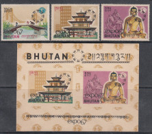 BHUTAN 1967, Expo 67 Exhibition, Montreal, Canada, 3v Complete Set & MS.,  MNH(**) - 1967 – Montréal (Canada)