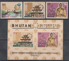 BHUTAN 1967, Expo 67 Exhibition, Montreal, Canada, 3v Complete Set & MS.,  MNH(**) - 1967 – Montreal (Canada)