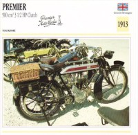 Delcampe - Premier 500cm 3.5hp Clutch Model   - 1913   -  Fiche Technique Moto (Grande-Bretagne) - Autres & Non Classés