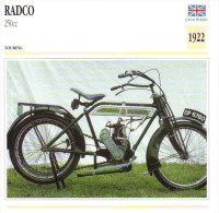 Delcampe - Radco 250cm   - 1922   -  Fiche Technique Moto (Grande-Bretagne) - Autres & Non Classés