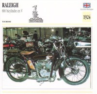 Delcampe - Raleigh 800cm Bicylindre En V   - 1924   -  Fiche Technique Moto (Grande-Bretagne) - Autres & Non Classés