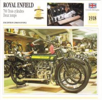 Delcampe - Royal Enfield 700cm Trois Cylindres Deux Temps  - 1918   -  Fiche Technique Moto (Grande-Bretagne) - Autres & Non Classés