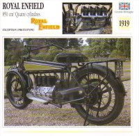 Delcampe - Royal Enfield 850cm Quatre Cylindres Prototype  - 1919   -  Fiche Technique Moto (Grande-Bretagne) - Autres & Non Classés