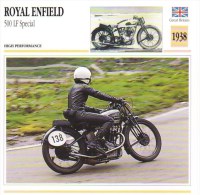 Delcampe - Royal Enfield 500cm LF Special Works Racer  - 1938   -  Fiche Technique Moto (Grande-Bretagne) - Autres & Non Classés