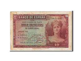 Billet, Espagne, 10 Pesetas, 1935, KM:86a, TB+ - 10 Pesetas