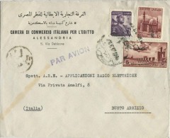 EGYPT POSTAGE 1953 AIRMAIL COVER ITALIAN CHAMBER OF COMMERCE ALEXANDRIA TO ITALY CENSORED - Brieven En Documenten