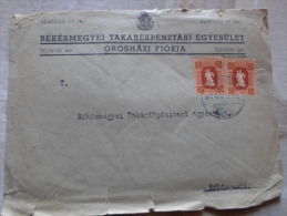 Hungary  Cover - Békés M. Takarékpénztári  Egyesület - Orosháza  1947    D129892 - Lettres & Documents