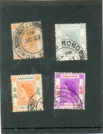 1953 HONG KONG Y & T N°  176 - 181 -  185 - 187  ( O ) Les 4 Timbres - Usati