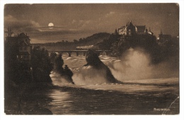 CPA Schweiz/Suisse: Rheinfall Im Mondschein, 1912, 2 Scans - Autres & Non Classés