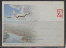 RUSSIA USSR Stamped Stationery Ganzsache 346 1956.11.30 Aviation Plane Mountains River - 1950-59