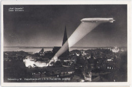SCHWERIN Zeppelin Ankunft Von Der St Paulskirche Gesehen Nachtaufnahme Scheinwerfer TOP-Erhaltung Ungelaufen - Schwerin