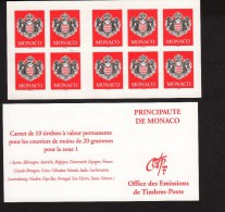 MONACO--Carnet  Complet N° 12  TVP Rouge LP --Philaposte 2001-- Autocollant - Libretti