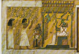 17092- ARCHAEOLOGY, TURIN EGYPTIAN MUSEUM, ILLUSTRATION FROM THE BOOK OF THE DEAD, KHA ARCHITECT AND WIFE BEFORE OSIRIDE - Histoire