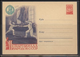 RUSSIA USSR Stamped Stationery Ganzsache 1009 1959.07.15 2nd Sport Games Of Soviet Nations Fenciing - 1950-59