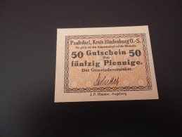 DEUTSCHLAND  PAULSDORF KREIS HINDENBURG   JETZT IN POLEN PAWLOW 50 PF, GANZE SERIE, KASSENFRISCH, ( 9773 ) - [11] Local Banknote Issues