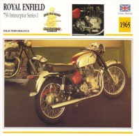 Delcampe - Royal Enfield 750cm Interceptor Series I  - 1965   -  Fiche Technique Moto (Grande-Bretagne) - Autres & Non Classés