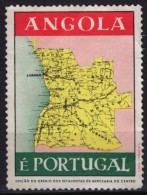 ANGOLA Map + PORTUGAL - LABEL CINDERELLA VIGNETTE - Used - Andere & Zonder Classificatie