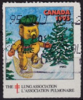 Delcampe - Ski / Bear / Christmas 1995 Canada - Tuberculosis Charity Stamp / Label / Cinderella - Lung Association - Used - Ours