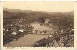 Cp, 64, Béhobie, Vue Générale Sur La Frontière Franco Espagnole, La Bidassoa, L'Ile Des Faisons Et Hendaye - Béhobie