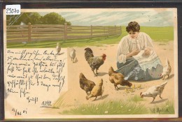 FEMME DONNANT A MANGER AUX POULES - PAR ALFRED MAILICK - TB - Mailick, Alfred