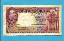 PORTUGAL - 20 Escudos  17/09/1929 - Pick 143 - Chapa 5 - MOUSINHO D´ ALBUQUERQUE - Portugal