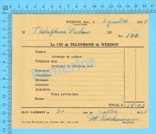 Facture 1965 à ( M. Thélesphore Vachon "  Par La Cie De Téléphone De Weedon P. Quebec Canada" ) - Canada
