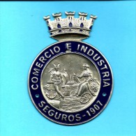 Delcampe - Chapa De Seguros Auto 1907 - COMERCIO E INDUSTRIA - ADVERTISING - From PORTUGAL- 2 Scans - Assurance