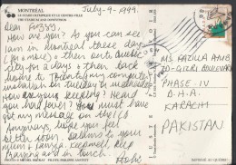 Canada Post Card 1999 Montreal Sent To Pakistan - Enteros Postales Del Correo