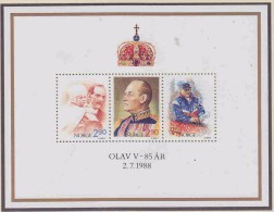 Norway 1988 Birthday King Olav (85Y) M/s ** Mnh (21006) - Blocs-feuillets