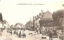 Delcampe - Cpa 45 Courtenay Rue De Villeneuve Rare Grosse Animation - Courtenay
