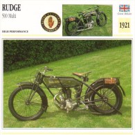 Delcampe - Rudge 500cm Multi  - 1921   -  Fiche Technique Moto (Grande-Bretagne) - Autres & Non Classés