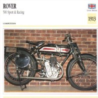 Delcampe - Rover 500cm Sport & Racing  - 1913   -  Fiche Technique Moto (Grande-Bretagne) - Autres & Non Classés