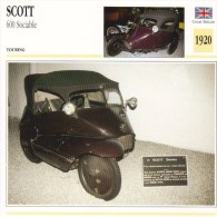 Delcampe - Scott 600cm Sociable  - 1920   -  Fiche Technique Moto (Grande-Bretagne) - Autres & Non Classés