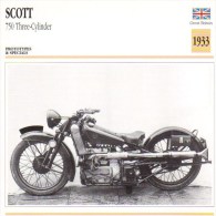 Delcampe - Scott 750cm Trois Cylindres Prototype  - 1933   -  Fiche Technique Moto (Grande-Bretagne) - Autres & Non Classés