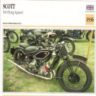 Delcampe - Scott 500cm 'Flying Squirrel'  - 1936   -  Fiche Technique Moto (Grande-Bretagne) - Autres & Non Classés