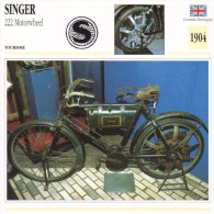 Delcampe - Singer 222cm Motorwheel  - 1904   -  Fiche Technique Moto (Grande-Bretagne) - Autres & Non Classés