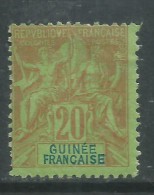 Guinée Française N° 7 X , Type Groupe, 20 C. Brique Sur Vert, Trace De  Charnière Sinon TB - Nuevos