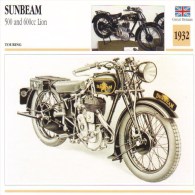 Delcampe - Sunbeam 500/600cm Lion  - 1932   -  Fiche Technique Moto (Grande-Bretagne) - Autres & Non Classés