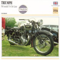 Delcampe - Triumph 500cm Model 5/4 De Luxe   - 1934   -  Fiche Technique Moto (Grande-Bretagne) - Autres & Non Classés