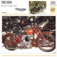 Delcampe - Triumph 500cm 5T Speed Twin   - 1937   -  Fiche Technique Moto (Grande-Bretagne) - Autres & Non Classés