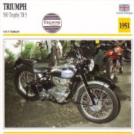 Delcampe - Triumph 500cm Trophy TR5   - 1951   -  Fiche Technique Moto (Grande-Bretagne) - Autres & Non Classés