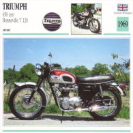 Delcampe - Triumph 650cm Bonneville T120  - 1969   -  Fiche Technique Moto (Grande-Bretagne) - Autres & Non Classés
