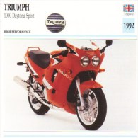 Delcampe - Triumph 1000cm Daytona Sport  -  1992  -  Fiche Technique Moto (Grande-Bretagne) - Autres & Non Classés