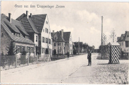 Delcampe - Gruss Aus Dem Truppen Lager ZOSSEN Torwache Schilderhäuschen Pickelhaube Soldat Gewehr über Wünsdorf  6.11.1914 Gelaufen - Zossen