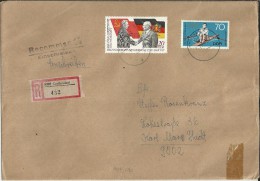 Delcampe - ALEMANIA DDR CC CERTIFICADA CROTTENDORF SELLOS REMO DEPORTE BANDERAS - Briefe