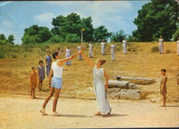 Delcampe - Greece - Postcard Circulated In 1974  -Olympia - The Olympic Flame  - 2/scans - Olympische Spiele