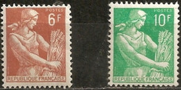 France 1957  Neuf  N° 1115  &  1115A   Type Moissonneuse - 1957-1959 Moissonneuse